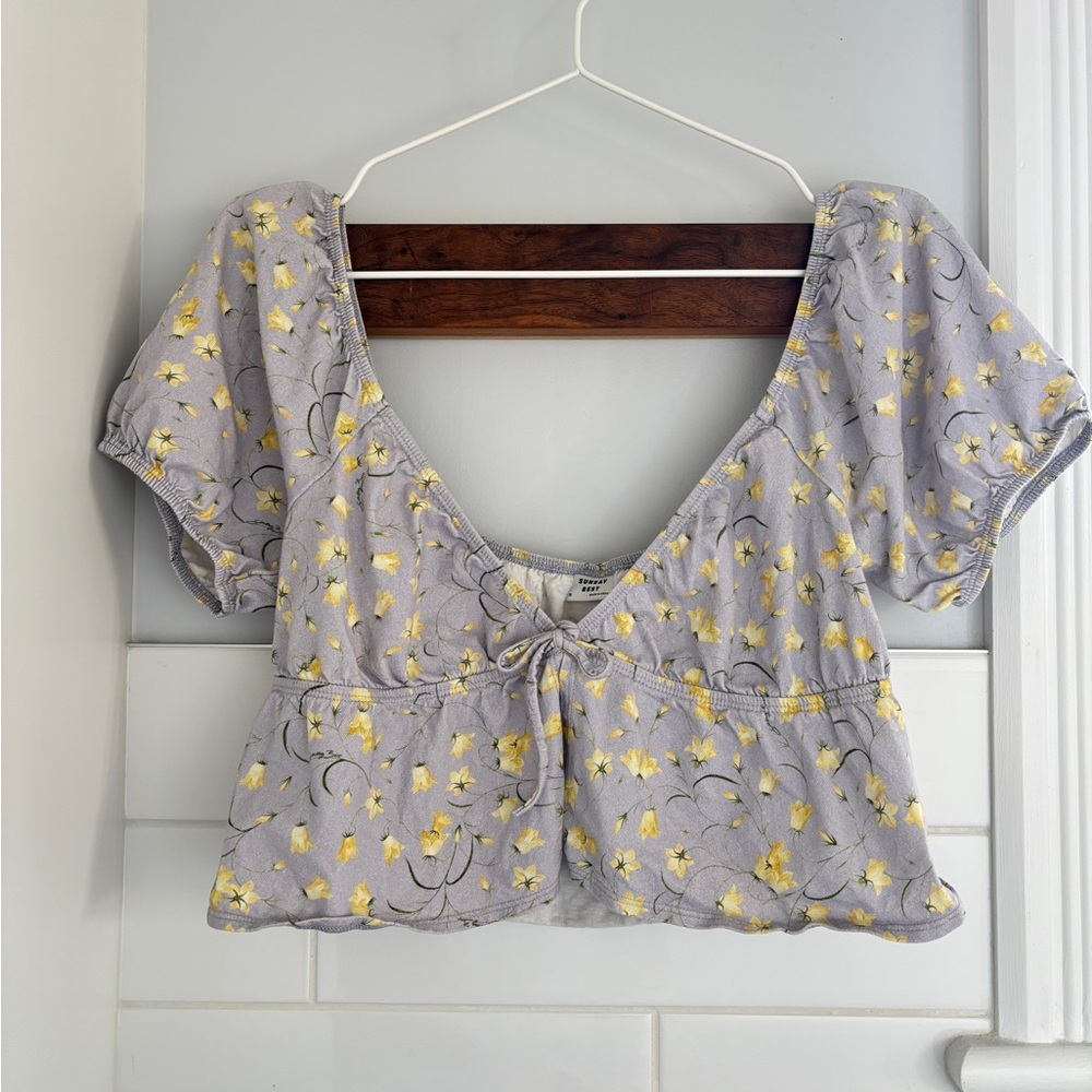 Sunday Best Floral Puff Sleeve Crop Top
